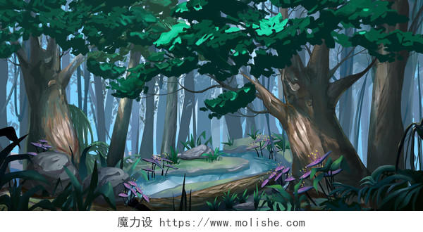 森林卡通风格场景设计